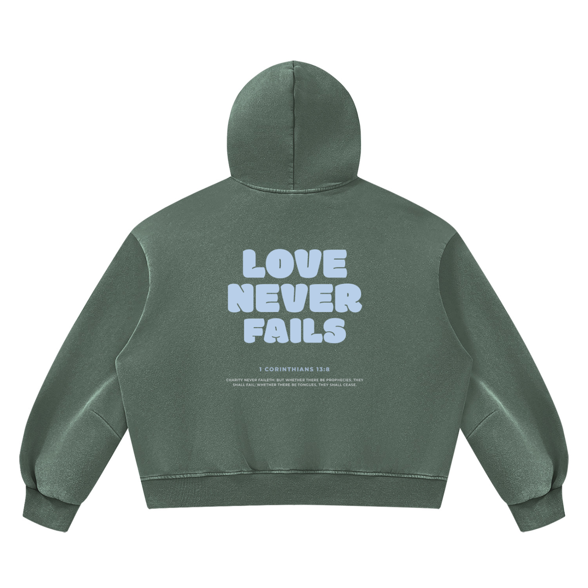 Premium Comfort Hoodie - 1 Cor 13:8