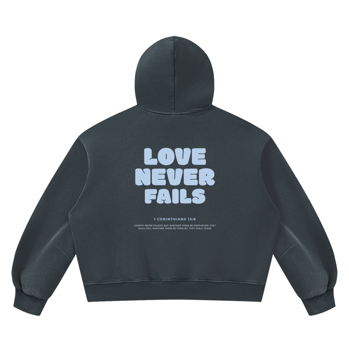 Premium Comfort Hoodie - 1 Cor 13:8
