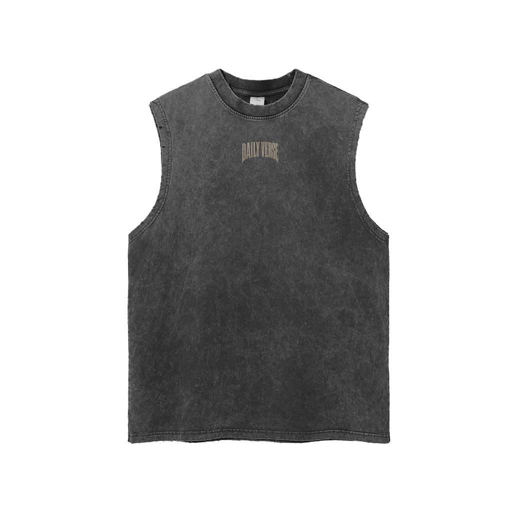 Snow Washed Frayed Hem Tank Top