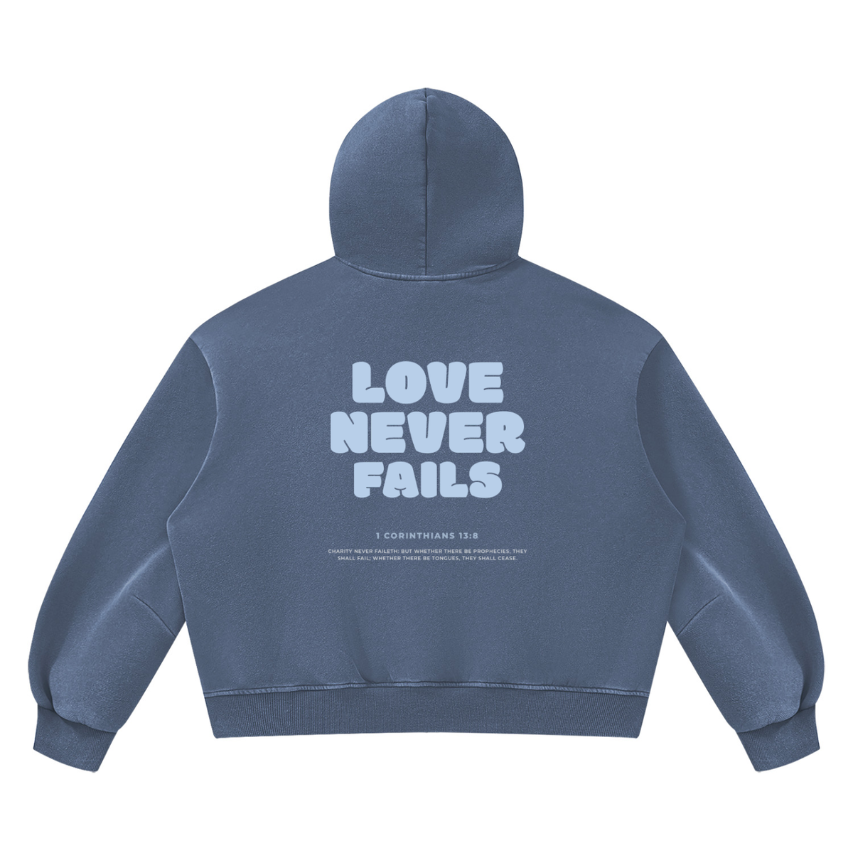Premium Comfort Hoodie - 1 Cor 13:8